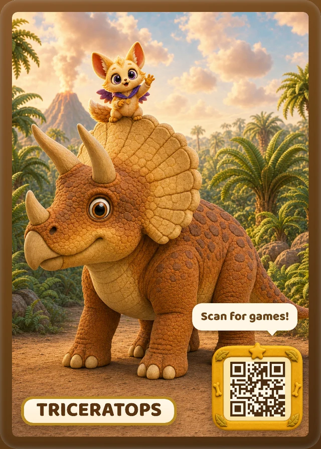 Curioso triceratops illustrated card